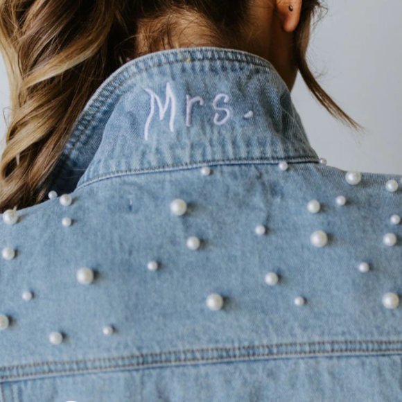 Untamed Petals MRS Jacket / Wedding Denim Jacket Size Small - Picture 1 of 3